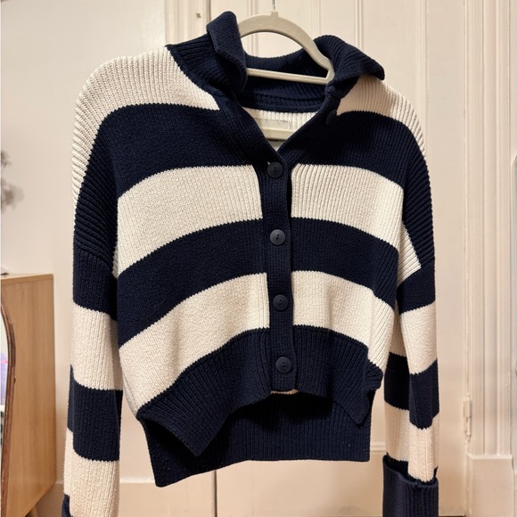 Abercrombie & Fitch Sweaters - Abercrombie & Fitch Navy and Cream Striped Cardigan